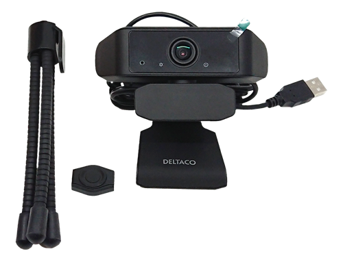 Deltaco Office 2K Webcam, 3.6MP CMOS, 2460x1440, 30fps, built-in mic, black