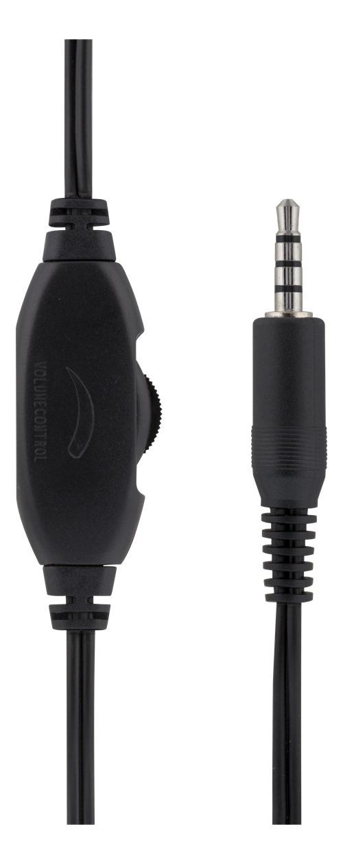 Deltaco Stereo headset, 30 mm element, 32 Ohm, 1x 3,5 mm (4-pin), 2 m kabel, svart