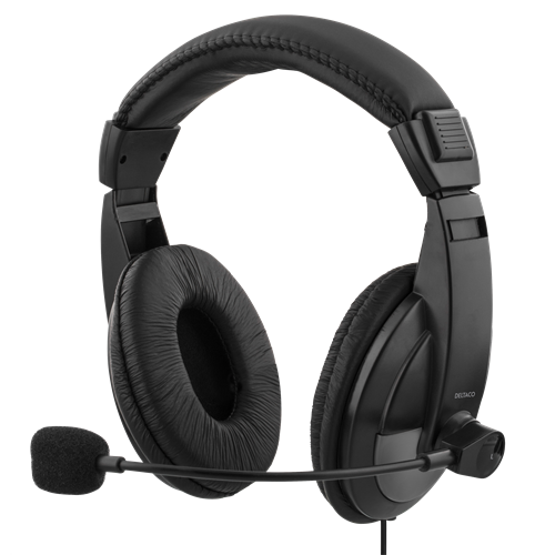 Deltaco USB stereo headset, 40mm drivers, 32 ohm, 20Hz-20kHz, 96dB ± 3dB, black