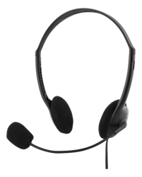 Deltaco Headset med mikrofon og volumkontroll, 2m kabel, svart