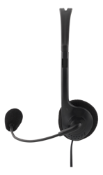 Deltaco Headset med mikrofon og volumkontroll, 2m kabel, svart