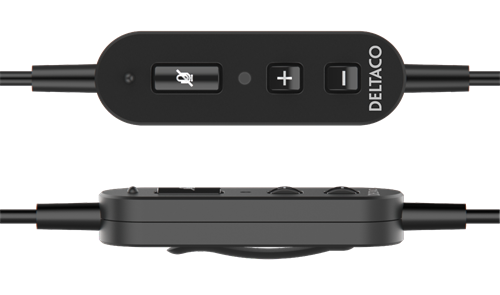 Deltaco Office USB mono headset, volume control, noise reducing mic, black