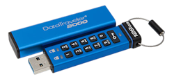 Kingston DataTraveler 2000, 128GB, 256-bit AES-kryptering, USB 3.1 Gen 1(USB 3.0) minne, blå/svart
