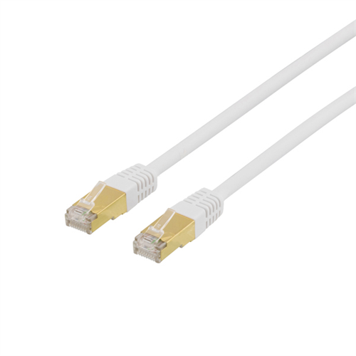 Deltaco S/FTP Cat7 patchkabel, 0,3 m, 600MHz, Delta-sertifisert, LSZH, hvit