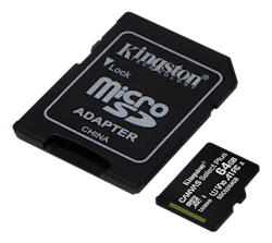 Kingston Canvas Select Plus MicroSDXC, 64GB, Class 10 UHS-I, incl. adapter, black
