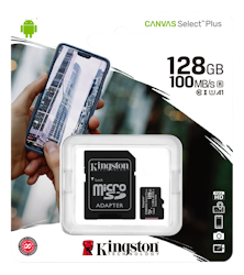 Kingston Canvas Select Plus MicroSDXC, 128GB, Class 10 UHS-I, incl. adapter, black