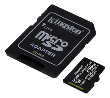 Kingston Canvas Select Plus MicroSDXC, 256GB, Class 10 UHS-I, incl. adapter, black