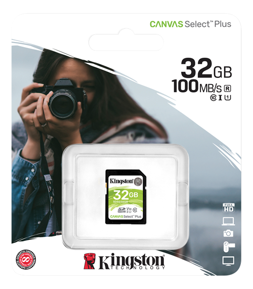 Kingston Canvas Select Plus SDHC, 32GB, Class 10 UHS-I, black