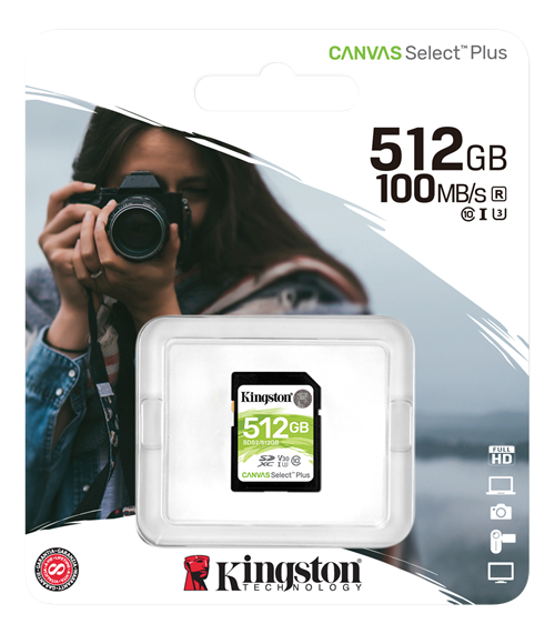 Kingston Canvas Select Plus SDXC, 512GB, Class 10 UHS-I, black