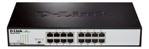 D-Link DGS-1016D, 16-port Gigabit switch, ikke-styrt, stasjonær