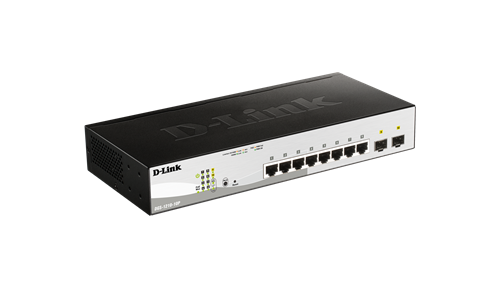 D-Link DGS-1210-10P, 8xRJ45, 2xSFP, Smart+ Managed Gigabit Switch, Layer 2, 65W PoE, Web GUI