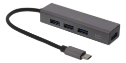 Deltaco USB-C Mini Hub with 4 USB-A ports, USB 3.1 Gen 1, space grey