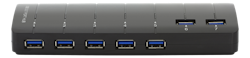Deltaco USB 3.0 Hub, 7 x USB-A porter, strømadapter inkludert, svart