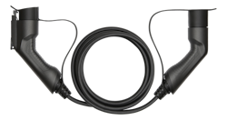 Deltaco e-Charge kabel, type 2 til type 1, 1 fase, 16A, 3.6kW, 3m, svart
