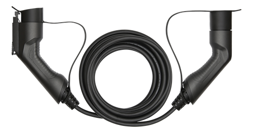 Deltaco e-Charge kabel, type 2 til type 1, 1 fase, 16A, 3.6kW, 5m, svart