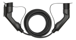 Deltaco e-Charge kabel, type 2 til type 1, 1 fase, 16A, 3.6kW, 5m, svart