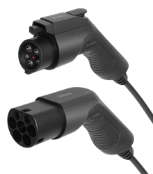 Deltaco e-Charge kabel, type 2 til type 1, 1 fase, 16A, 3.6kW, 7m, svart