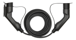 Deltaco e-Charge kabel, type 2 til type 1, 1 fase, 16A, 3.6kW, 10m, svart