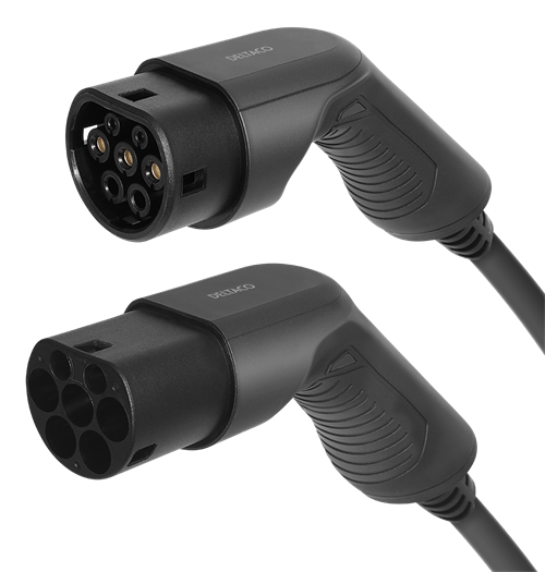 Deltaco e-Charge kabel, type 2 til type 2, 1 fase, 32A, 7.6kW, 7m, svart