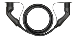 Deltaco e-Charge kabel, type 2 til type 2, 3 fase, 16A, 11kW, 3m, svart