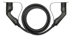 Deltaco e-Charge kabel, type 2 til type 2, 3 fase, 16A, 11kW, 5m, svart