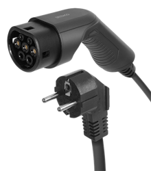 Deltaco e-Charge kabel, Schuko til type 2, 1 fase, 6/8A, 1.8kW, svart