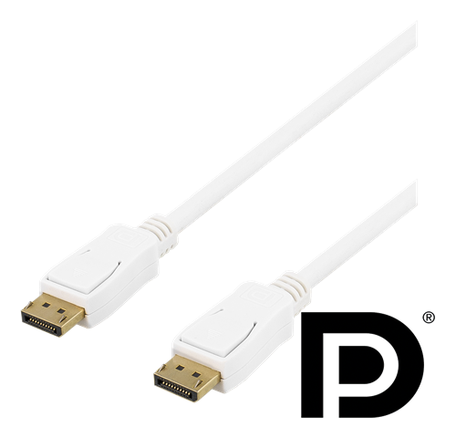 Deltaco DisplayPort cable, 2 m, 4K UHD, DP 1.2, white