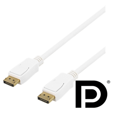 Deltaco DisplayPort cable, 3 m, 4K UHD, DP 1.2, white