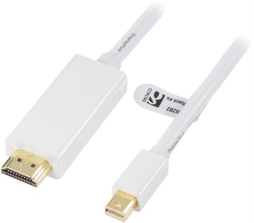 Deltaco mini DisplayPort til HDMI, med lyd, 3m, svart