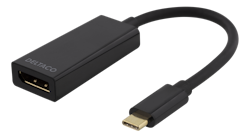 Deltaco USB-C til DisplayPort adapter, 4K 4096x2160 i 60Hz, svart