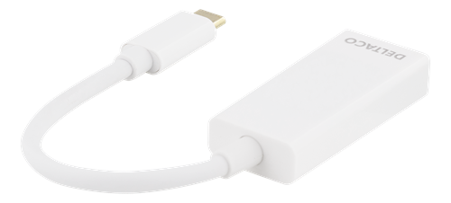 Deltaco USB-C til DisplayPort adapter, 4K 4096x2160 i 60Hz, hvit