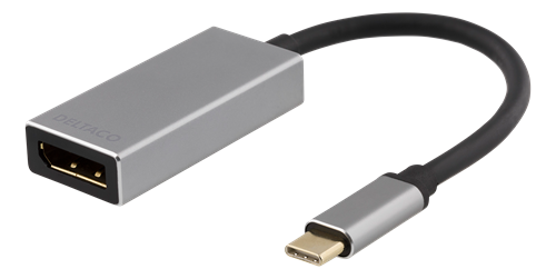 Deltaco USB-C til DisplayPort adapter, 3840x2160 i 60Hz, space grey