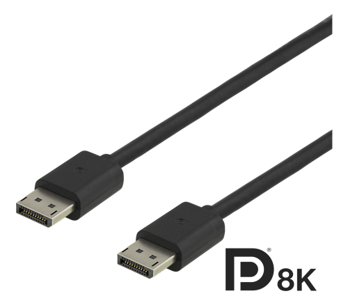 Deltaco DisplayPort kabel, 1.5m, 8K, DP 1.4, DSC 1.2, svart