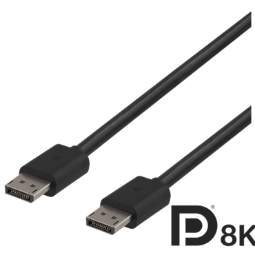 Deltaco DisplayPort kabel, 2m, 8K, DP 1.4, DSC 1.2, svart