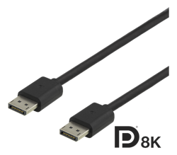 Deltaco DisplayPort kabel, 3m, 8K, DP 1.4, DSC 1.2, svart