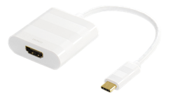 Deltaco USB-C til HDMI adapter, Ultra HD, forgylte kontakter, hvit