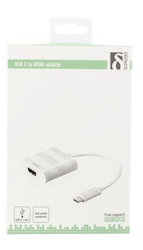 Deltaco USB-C til HDMI adapter, Ultra HD, forgylte kontakter, hvit