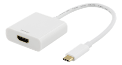 Deltaco USB-C til HDMI adapter, 4096x2160 30Hz, hvit