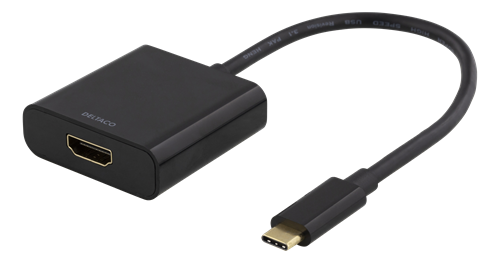 Deltaco USB-C til HDMI adapter, 4096x2160 30Hz, svart