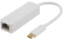 Deltaco USB 3.1 nettverksadapter, Gigabit, 1xRJ45, 1xUSB 3.1 Typ C Han, hvit