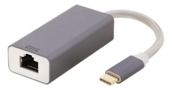 Deltaco USB 3.1 nettverksadapter, Gigabit, 1xRJ45, 1xUSB 3.1 Typ C Han, space grey