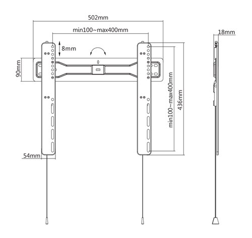 Deltaco Office Ultra-Slim Fixed wall mount, 32"-55", 35 kg, black