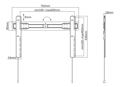 Deltaco Office Ultra-Slim Fixed Wall Mount, 37"-70", 35 kg, black