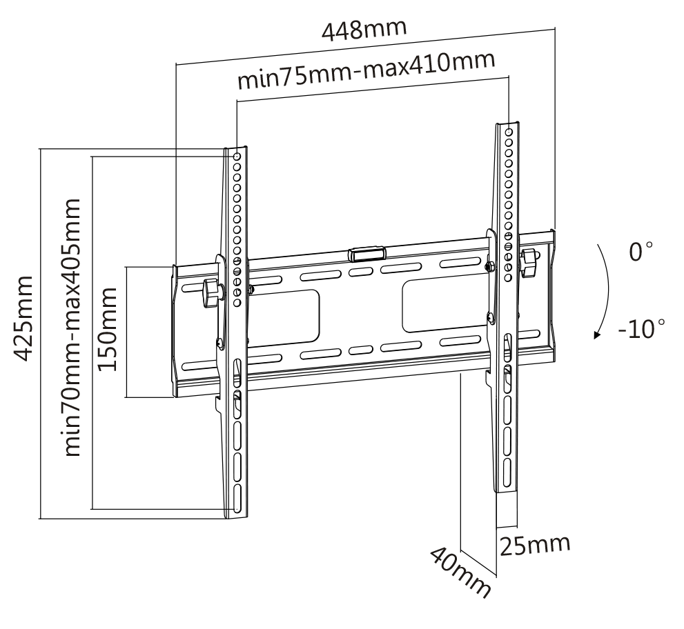 Deltaco Wall mount for monitor/tv, 32" - 55", tilt, max 50kg, VESA, black