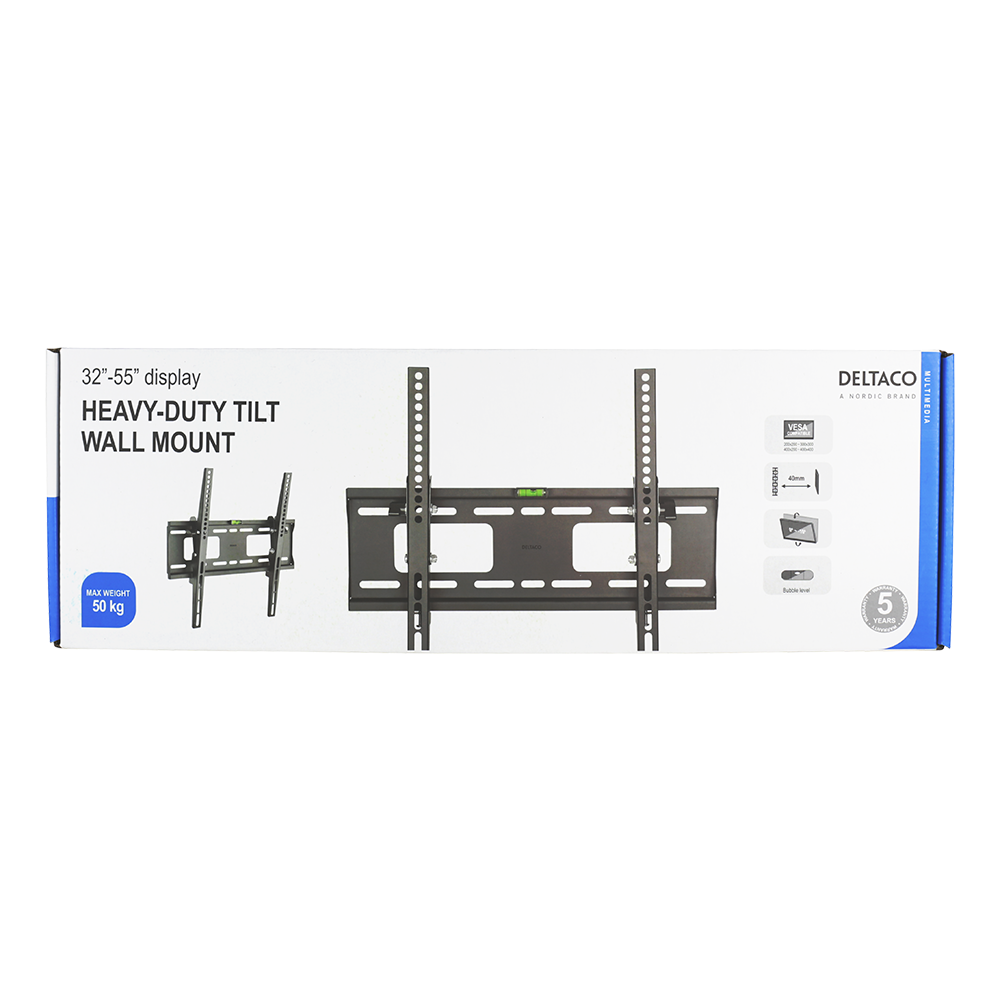 Deltaco Wall mount for monitor/tv, 32" - 55", tilt, max 50kg, VESA, black