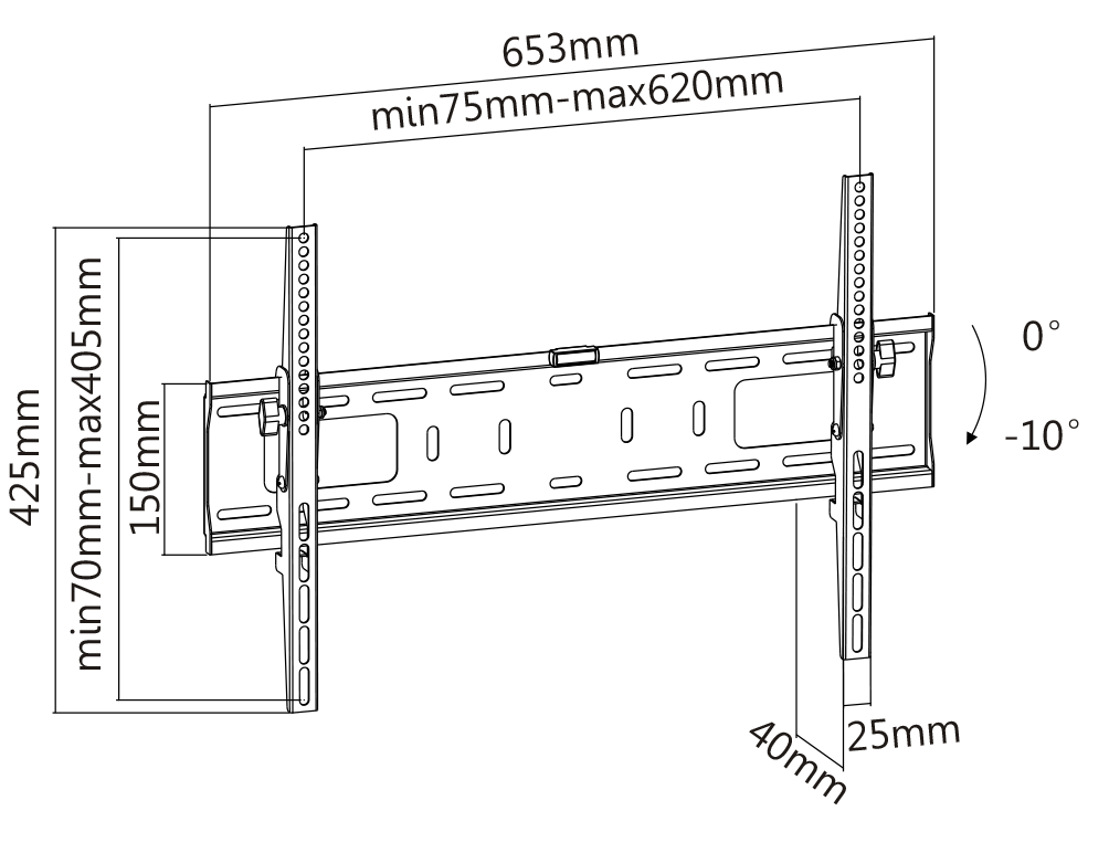 Deltaco Heavy-duty wall mount for monitor/tv, 37"-70", tilt, max 50 kg, VESA, black