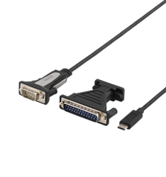 Deltaco USB-C to COM port cable, RS-232, 1xDE9 Male, 1xUSB-C Male, 1,5m, black