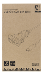 Deltaco USB-C to COM port cable, RS-232, 1xDE9 Male, 1xUSB-C Male, 1,5m, black