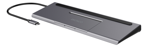 Deltaco USB-C Docking Station, USB-C Power Deliver 85 W, 4K UHD @ 60Hz, DP, HDMI, VGA, RJ45, 3.5mm, 1 Gbit/s, grey