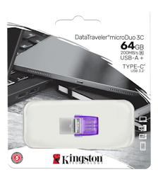 Kingston DataTraveler microDuo 3C USB Memory, 64GB, purple/silver